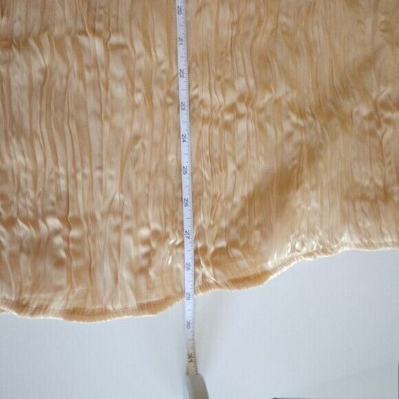 Calvin Klein Skirt Womens M Metallic Gold Shimmery Crinkle Pleated Midi Pull On - Picture 6 of 15